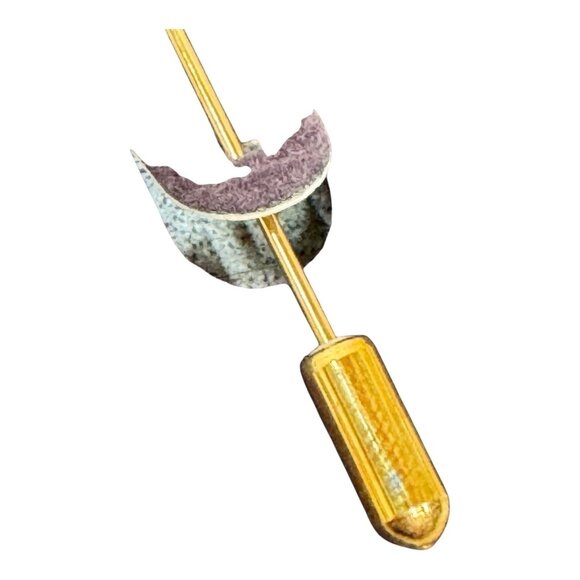 Vintage Opal Gold Plated Oval Gemstone Stick Pin Art Deco On Original Card - Picture 3 of 6